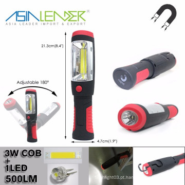 2 Modos Vermelho Portable 3w COB + 1 LED Luz de Trabalho Magnetic Base